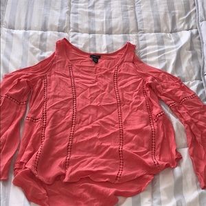 Coral flowy sleeve top